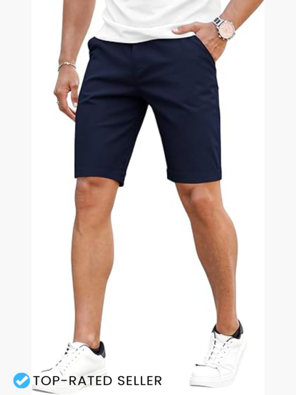 Slim Fit Stretch Chino Shorts 9" Inseam Classic Preppy Casual Wear
